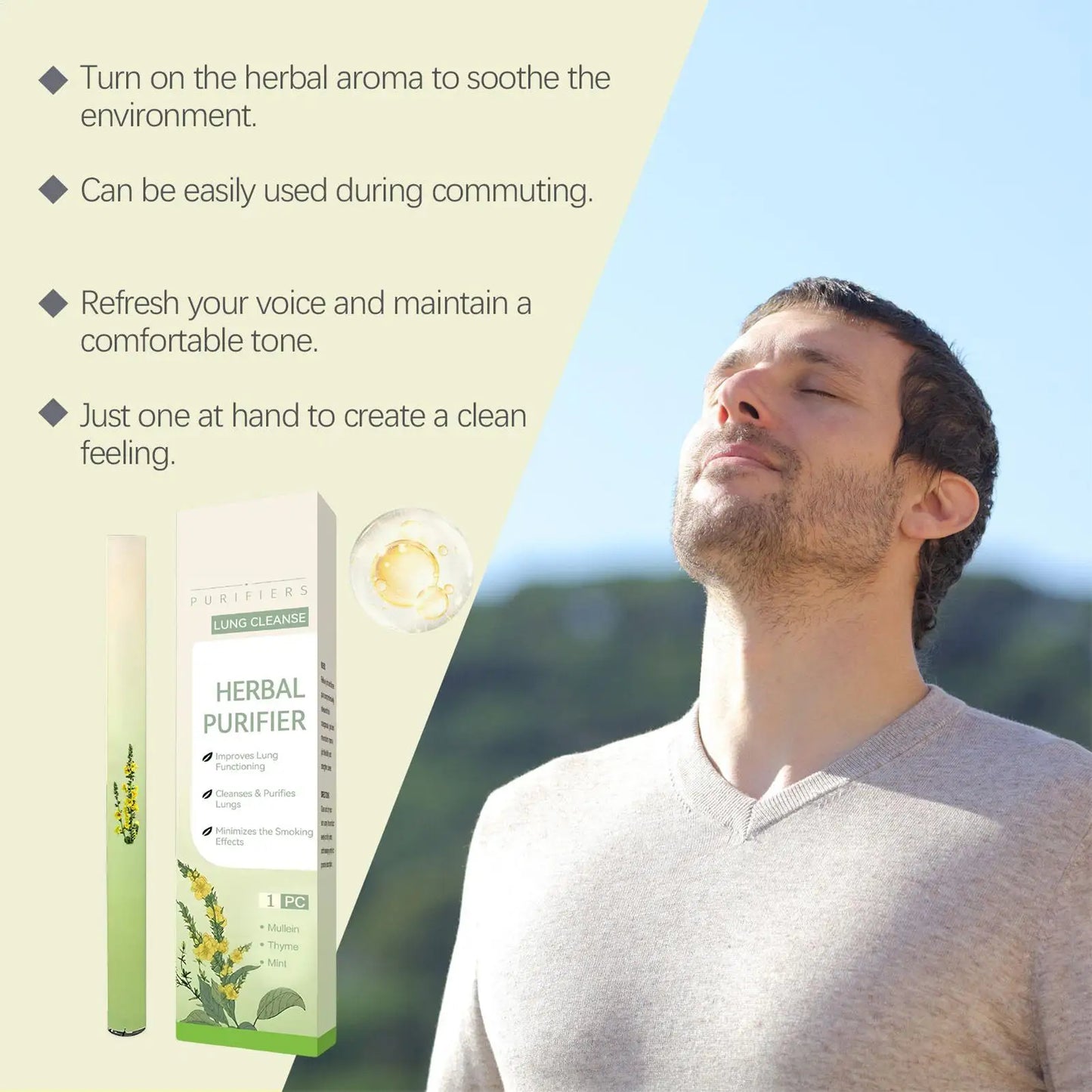 Herbal Diffuser Pen Feltwort Natural Lung Cleansing Purifier Aromatherapy Clear Air Inhaler Breathing Improve Health Care Sticks